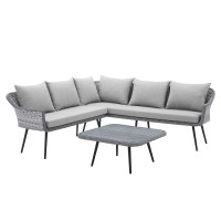Modway EEI-4908-GRY-GRY Endeavor Wicker Rattan Outdoor Patio Wicker Rattan Seating Set Gray Gray