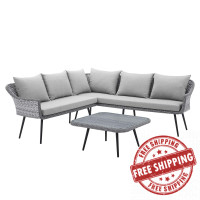 Modway EEI-4908-GRY-GRY Endeavor Wicker Rattan Outdoor Patio Wicker Rattan Seating Set Gray Gray