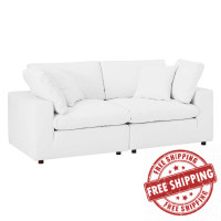Modway EEI-4913-WHI Commix Down Filled Overstuffed Vegan Leather Loveseat White