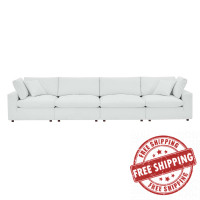 Modway EEI-4916-WHI Commix Down Filled Overstuffed Vegan Leather 4-Seater Sofa White