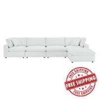 Modway EEI-4917-WHI Commix Down Filled Overstuffed Vegan Leather 5-Piece Sectional Sofa White