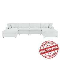 Modway EEI-4918-WHI Commix Down Filled Overstuffed Vegan Leather 6-Piece Sectional Sofa White