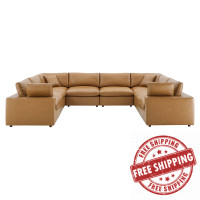 Modway EEI-4923-TAN Commix Down Filled Overstuffed Vegan Leather 8-Piece Sectional Sofa Tan