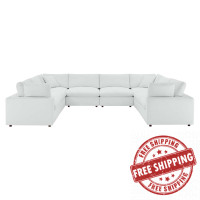 Modway EEI-4923-WHI Commix Down Filled Overstuffed Vegan Leather 8-Piece Sectional Sofa White