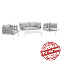 Modway EEI-4925-GRY-GRY-SET Gray Gray Harmony 5-Piece  Sunbrella® Outdoor Patio Aluminum Furniture Set