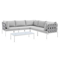 Modway EEI-4929-GRY-GRY-SET Gray Gray Harmony 6-Piece  Sunbrella® Outdoor Patio Aluminum Sectional Sofa Set