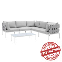 Modway EEI-4929-GRY-GRY-SET Gray Gray Harmony 6-Piece  Sunbrella® Outdoor Patio Aluminum Sectional Sofa Set