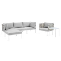 Modway EEI-4930-TAU-GRY-SET Taupe Gray Harmony 6-Piece  Sunbrella® Basket Weave Outdoor Patio Aluminum Seating Set