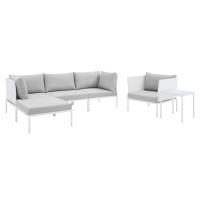 Modway EEI-4932-WHI-GRY-SET White Gray Harmony 6-Piece  Sunbrella® Outdoor Patio Aluminum Seating Set