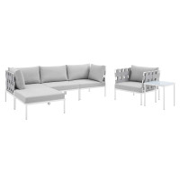Modway EEI-4933-GRY-GRY-SET Gray Gray Harmony 6-Piece  Sunbrella® Outdoor Patio Aluminum Seating Set