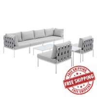 Modway EEI-4945-GRY-GRY-SET Gray Gray Harmony 8-Piece  Sunbrella® Outdoor Patio Aluminum Sectional Sofa Set