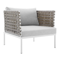Modway EEI-4954-TAN-GRY Tan Gray Harmony Sunbrella® Basket Weave Outdoor Patio Aluminum Armchair