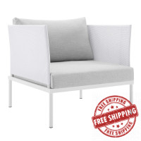 Modway EEI-4955-WHI-GRY White Gray Harmony Sunbrella® Outdoor Patio Aluminum Armchair