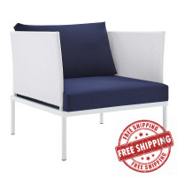 Modway EEI-4955-WHI-NAV White Navy Harmony Sunbrella® Outdoor Patio Aluminum Armchair