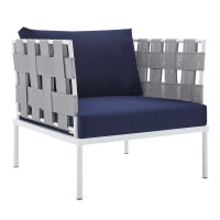 Modway EEI-4956-GRY-NAV Gray Navy Harmony Sunbrella® Outdoor Patio Aluminum Armchair