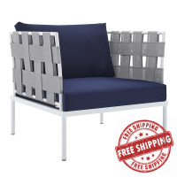 Modway EEI-4956-GRY-NAV Gray Navy Harmony Sunbrella® Outdoor Patio Aluminum Armchair