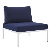 Modway EEI-4957-TAU-NAV Taupe Navy Harmony Sunbrella® Basket Weave Outdoor Patio Aluminum Armless Chair
