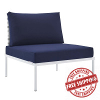 Modway EEI-4957-TAU-NAV Taupe Navy Harmony Sunbrella® Basket Weave Outdoor Patio Aluminum Armless Chair