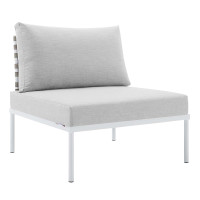 Modway EEI-4958-TAN-GRY Tan Gray Harmony Sunbrella® Basket Weave Outdoor Patio Aluminum Armless Chair