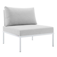 Modway EEI-4959-WHI-GRY White Gray Harmony Sunbrella® Outdoor Patio Aluminum Armless Chair
