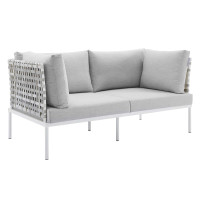 Modway EEI-4961-TAU-GRY Taupe Gray Harmony Sunbrella® Basket Weave Outdoor Patio Aluminum Loveseat