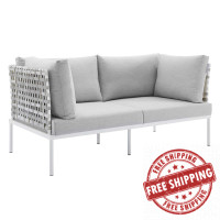 Modway EEI-4961-TAU-GRY Taupe Gray Harmony Sunbrella® Basket Weave Outdoor Patio Aluminum Loveseat