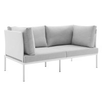 Modway EEI-4963-WHI-GRY White Gray Harmony Sunbrella® Outdoor Patio Aluminum Loveseat