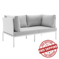 Modway EEI-4963-WHI-GRY White Gray Harmony Sunbrella® Outdoor Patio Aluminum Loveseat