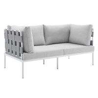 Modway EEI-4964-GRY-GRY Gray Gray Harmony Sunbrella® Outdoor Patio Aluminum Loveseat