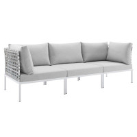 Modway EEI-4965-TAU-GRY Taupe Gray Harmony Sunbrella® Basket Weave Outdoor Patio Aluminum Sofa