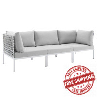 Modway EEI-4965-TAU-GRY Taupe Gray Harmony Sunbrella® Basket Weave Outdoor Patio Aluminum Sofa
