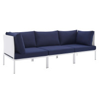 Modway EEI-4967-WHI-NAV White Navy Harmony Sunbrella® Outdoor Patio Aluminum Sofa