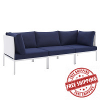 Modway EEI-4967-WHI-NAV White Navy Harmony Sunbrella® Outdoor Patio Aluminum Sofa