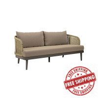 Modway EEI-4989-NAT-TAU Meadow Outdoor Patio Sofa Natural Taupe