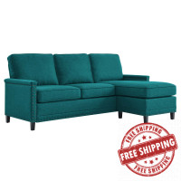 Modway EEI-4994-TEA Ashton Upholstered Fabric Sectional Sofa Teal