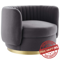 Modway EEI-4997-GLD-GRY Embrace Tufted Performance Velvet Swivel Chair Gold Gray