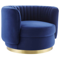 Modway EEI-4997-GLD-NAV Embrace Tufted Performance Velvet Swivel Chair Gold Navy