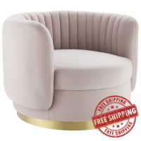 Modway EEI-4997-GLD-PNK Embrace Tufted Performance Velvet Swivel Chair Gold Pink