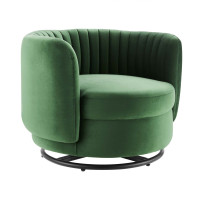 Modway EEI-4998-BLK-EME Embrace Tufted Performance Velvet Swivel Chair Black Emerald