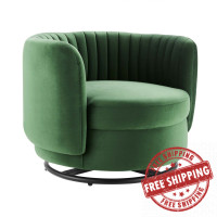 Modway EEI-4998-BLK-EME Embrace Tufted Performance Velvet Swivel Chair Black Emerald