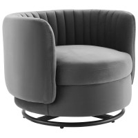 Modway EEI-4998-BLK-GRY Embrace Tufted Performance Velvet Swivel Chair Black Gray