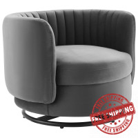 Modway EEI-4998-BLK-GRY Embrace Tufted Performance Velvet Swivel Chair Black Gray