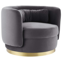 Modway EEI-4999-GLD-GRY Relish Performance Velvet Swivel Chair Gold Gray