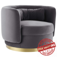 Modway EEI-4999-GLD-GRY Relish Performance Velvet Swivel Chair Gold Gray