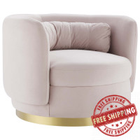 Modway EEI-4999-GLD-PNK Relish Performance Velvet Swivel Chair Gold Pink