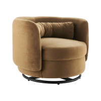 Modway EEI-5001-BLK-COG Relish Performance Velvet Swivel Chair Black Cognac