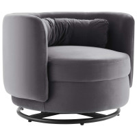 Modway EEI-5001-BLK-GRY Relish Performance Velvet Swivel Chair Black Gray