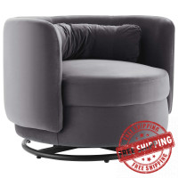 Modway EEI-5001-BLK-GRY Relish Performance Velvet Swivel Chair Black Gray