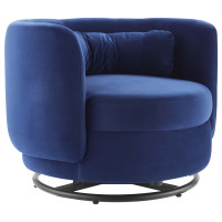 Modway EEI-5001-BLK-NAV Relish Performance Velvet Swivel Chair Black Navy