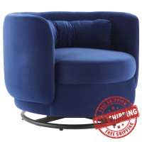 Modway EEI-5001-BLK-NAV Relish Performance Velvet Swivel Chair Black Navy